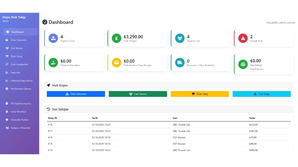Depo Takip Sistemi – Web Tabanlı Stok ve Envanter Yönetim Yazılımı